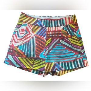 J. Crew Collection Geo Brushstroke Cotton Shorts Side Zipper Size 2